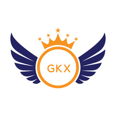 GKX Winged Crown Company logo. GKX Luxury Royal Company logo design for entrepreneur and business. GKX Brand Identity best icon.
