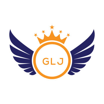 GLJ Winged Crown Company logo. GLJ Luxury Royal Company logo design for entrepreneur and business. GLJ Brand Identity best icon.
