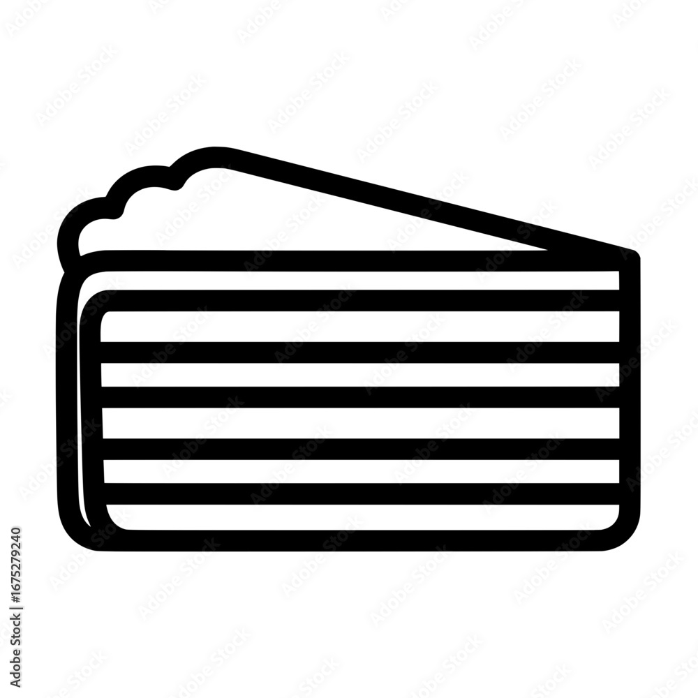 Poster cake slice with frosting and layers on transparent background