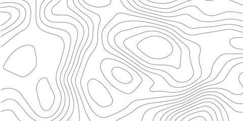 Abstract contour map seamless pattern showing geographic topographic terrain relief, mountain elevation lines, black and white design, paper mapping texture illustration. © MRIDUL