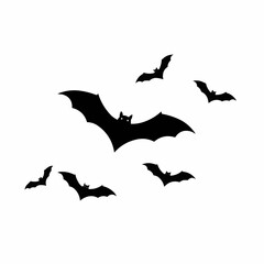 Fototapeta premium Black bats flying in silhouette for Halloween decoration 