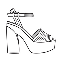 1970s Retro Platform Heel Vector – Fashion Shoe Illustration