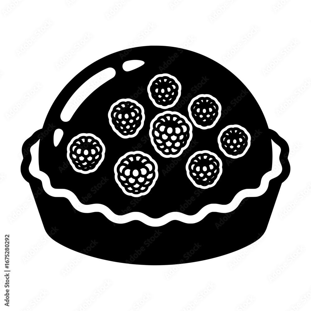 Poster fresh raspberry tart with transparent background