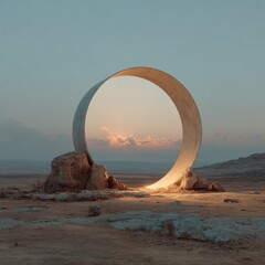 Desert archway,  sunlit  horizon