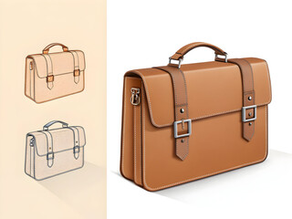 Classic leather briefcase with buckle closures and handle brown