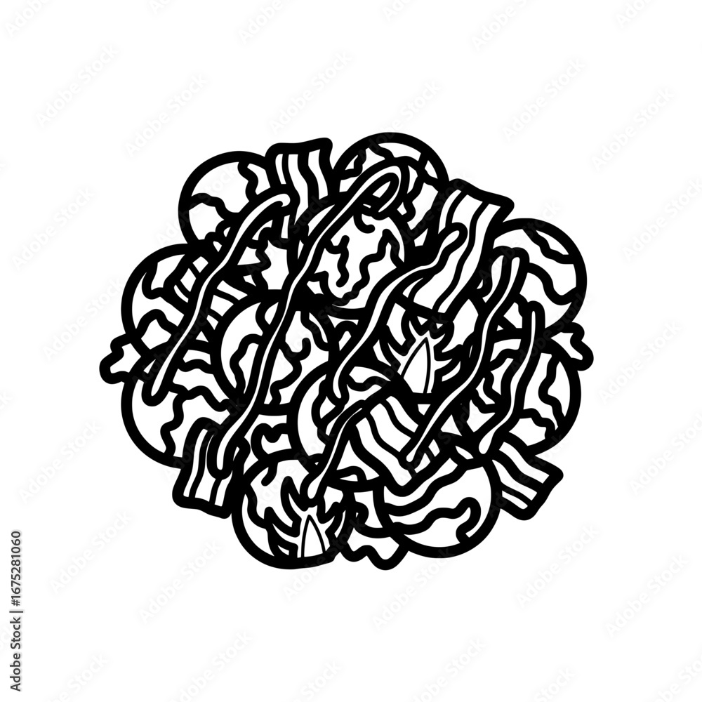 Poster intricate maze of tangled lines with transparent background