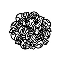 Intricate maze of tangled lines with transparent background