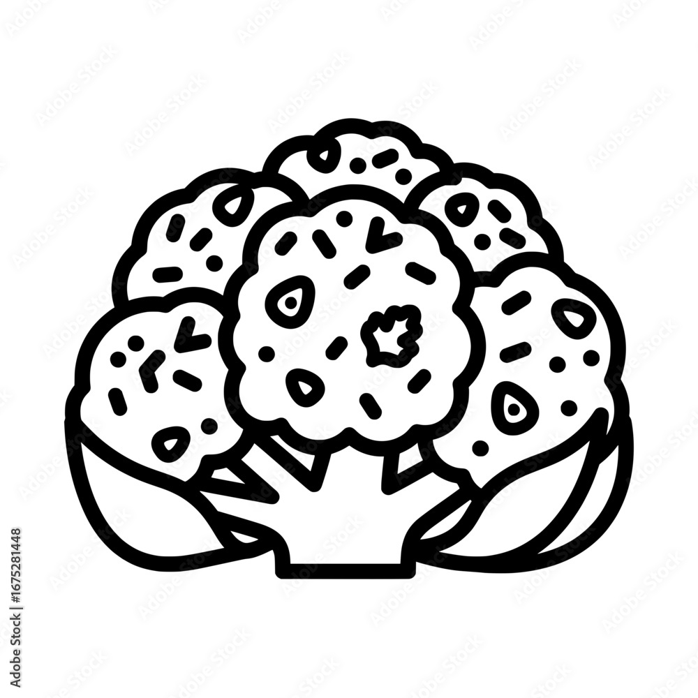 Poster line art of broccoli with transparent background