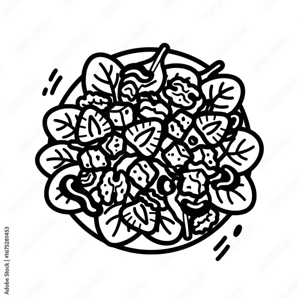 Poster line art of assorted vegetables with transparent background