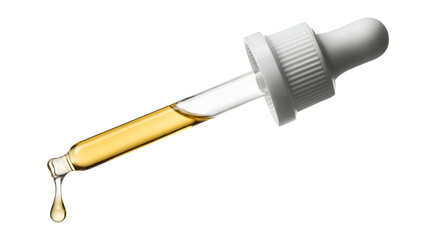 Dropper with golden liquid, perfect for skincare, beauty, and wellness products