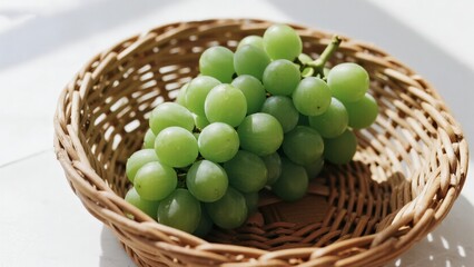 Obraz premium Green grapes in a basket