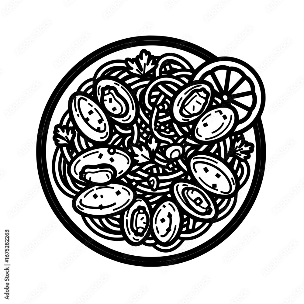 Poster pizza with olives and lemon slices with transparent background