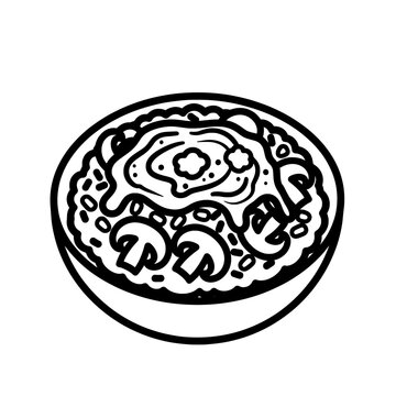 black and white mushroom risotto bowl clip art preview