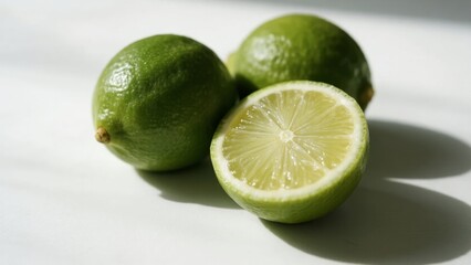 Limes on white surface