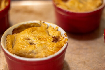 Golden crusted turkey pot pie fresh from the oven