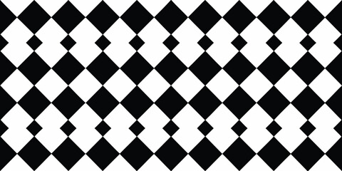 Abstract black and white diamond pattern with interlocking shapes and geometric repetition