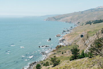 Hillside overlook of Pacific Ocean in Northern California