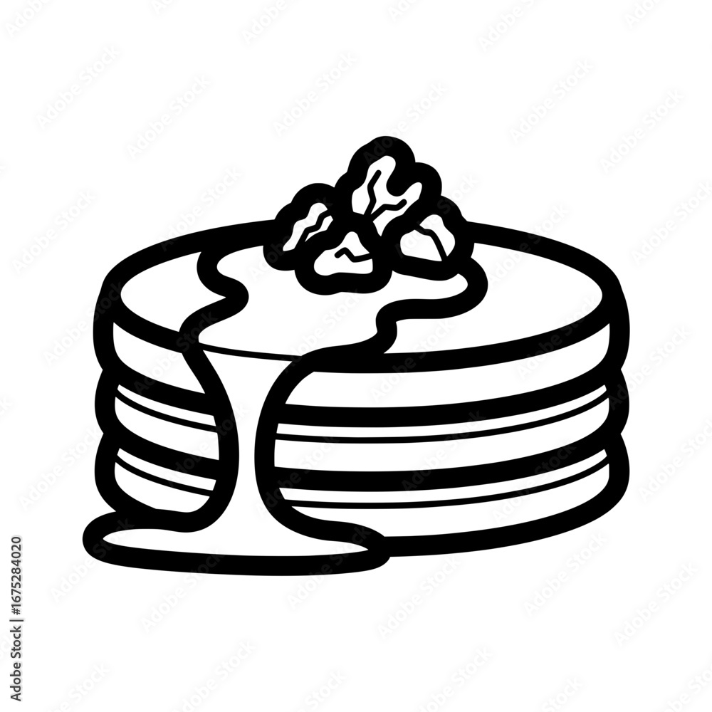 Poster stack of pancakes with syrup and berries with transparent background