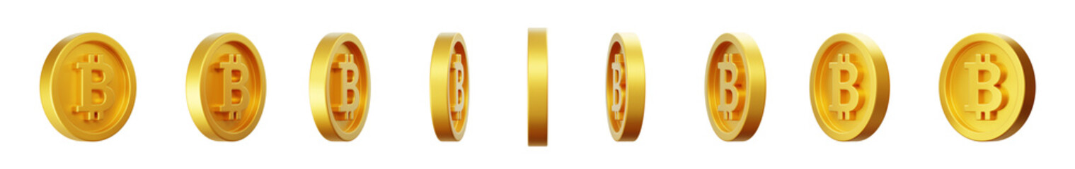 Virtual financial currency Bitcoin Risk Gold Coin 3D