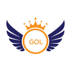 GOL Winged Crown Company logo. GOL Luxury Royal Company logo design for entrepreneur and business. GOL Brand Identity best icon.  © nazmun
