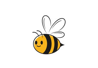 Obraz premium Adorable kawaii flying bee character cute insect illustration for children and nature lovers