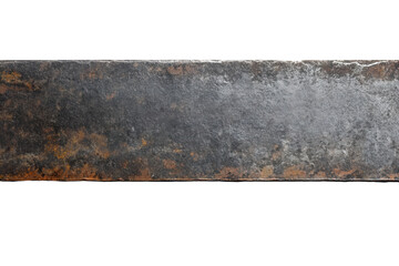 Steel surface exhibiting rust and wear on a transparent background highlighting the texture and patina evident in aged metal