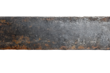 Steel surface exhibiting rust and wear on a transparent background highlighting the texture and patina evident in aged metal