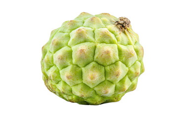Fototapeta premium Custard apple displayed on a white background highlighting its unique texture, shape, and color, perfect for culinary use and health benefits
