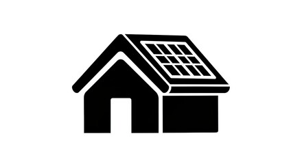 House with solar panels icon