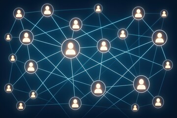 Interconnected Digital Universe: An illustration representing a network of individuals and connections, embodying the essence of the digital world.