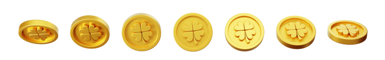 Good Luck Lucky Four-leaf Clover Game Coin 3D
