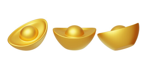 New Year and Spring Festival Chinese Customs Financial Gold ingots 3D