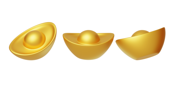 New Year and Spring Festival Chinese Customs Financial Gold ingots 3D