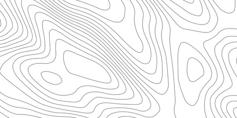 Modern abstract topography seamless contour pattern with curved lines, black and white mountain relief, geographic mapping texture, elevation terrain illustration.