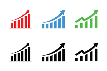 colorful and black business growth chart icon showing upward profit for finance presentation use