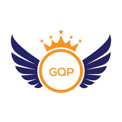 GQP Winged Crown Company logo. GQP Luxury Royal Company logo design for entrepreneur and business. GQP Brand Identity best icon.
