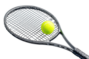 Tennis racket with ball on a white background