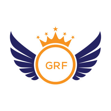GRF Winged Crown Company logo. GRF Luxury Royal Company logo design for entrepreneur and business. GRF Brand Identity best icon.
