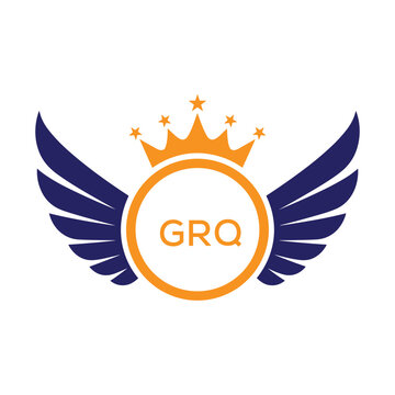 GRQ Winged Crown Company logo. GRQ Luxury Royal Company logo design for entrepreneur and business. GRQ Brand Identity best icon.

