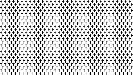 Seamless pattern of black crosses on white background for religious design and decoration