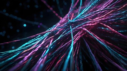 Fototapeta premium Vibrant Intertwined Neon Fibers