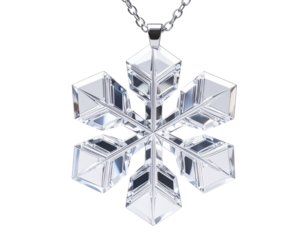 Hexagon Snowflake Crystal Pendant, Front View, isolated