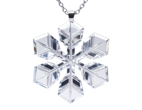 Hexagon Snowflake Crystal Pendant, Front View, isolated