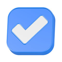 3D glossy web check mark icon blue color