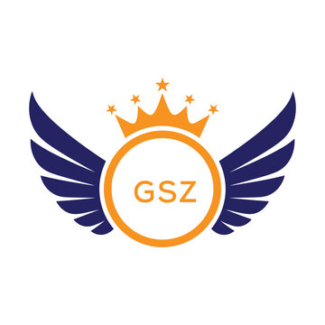 GSZ Winged Crown Company logo. GSZ Luxury Royal Company logo design for entrepreneur and business. GSZ Brand Identity best icon.
