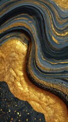 Abstract swirling design of dark gray and gold