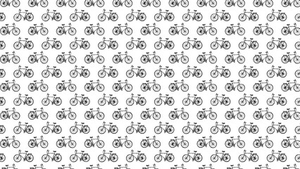 Seamless bicycle pattern design, black and white bike repeat background for textile print