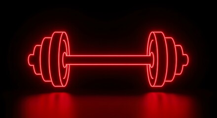 Red neon dumbbell graphic
