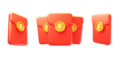 Chinese style red envelopes and red envelopes for New Year celebration 3D