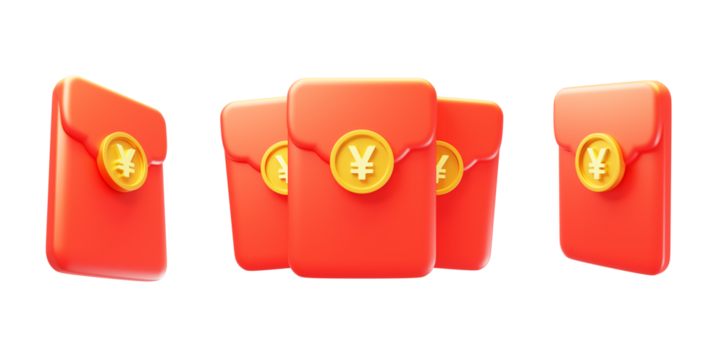 Chinese style red envelopes and red envelopes for New Year celebration 3D